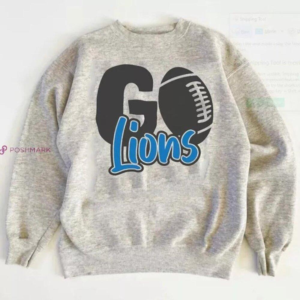 Detroit Lions Go Lions Football Graphic Crewneck Sweatshirt